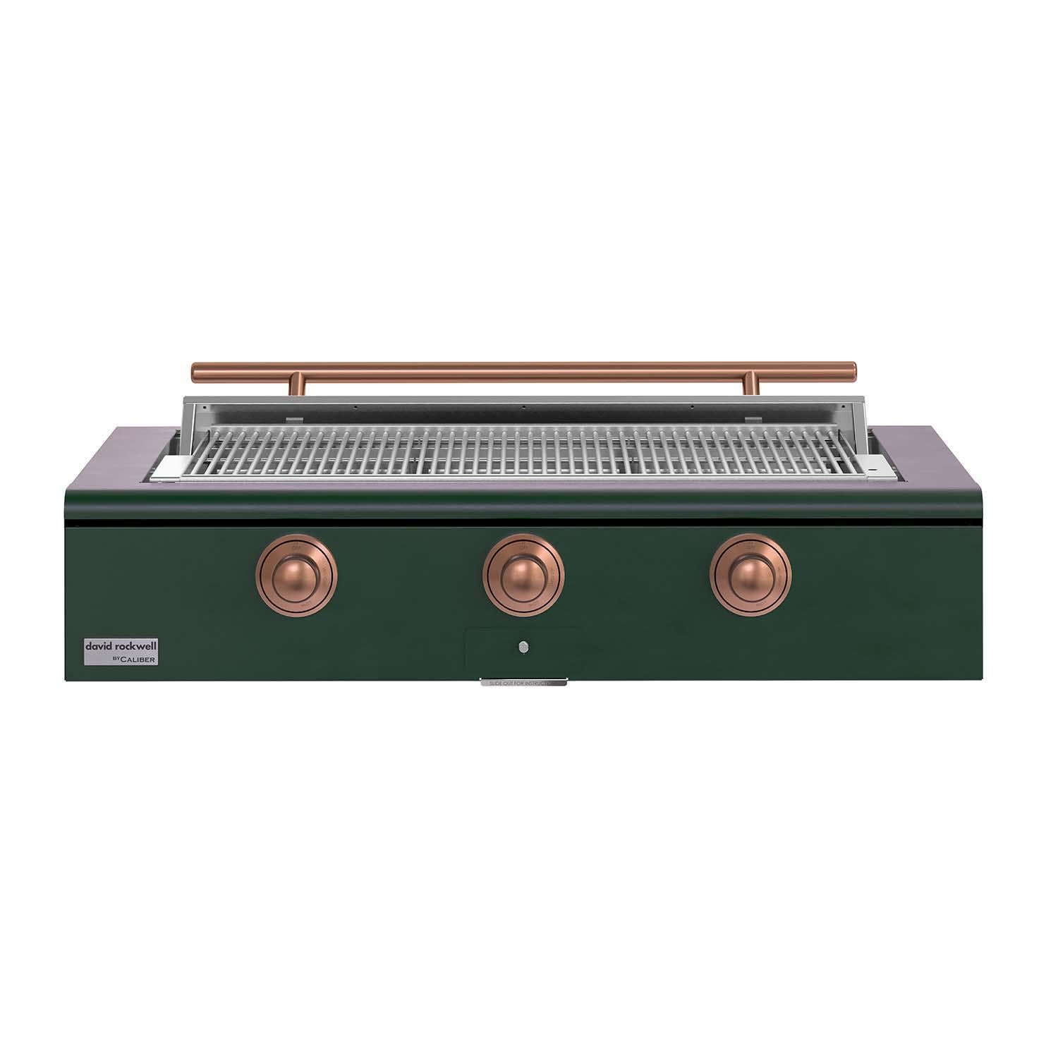 Caliber CRG-48BN00-A-086-H03 48-in Natural Gas Built-In Rockwell Grill - Emerald w/ Copper Hardware - White Background thumbnail