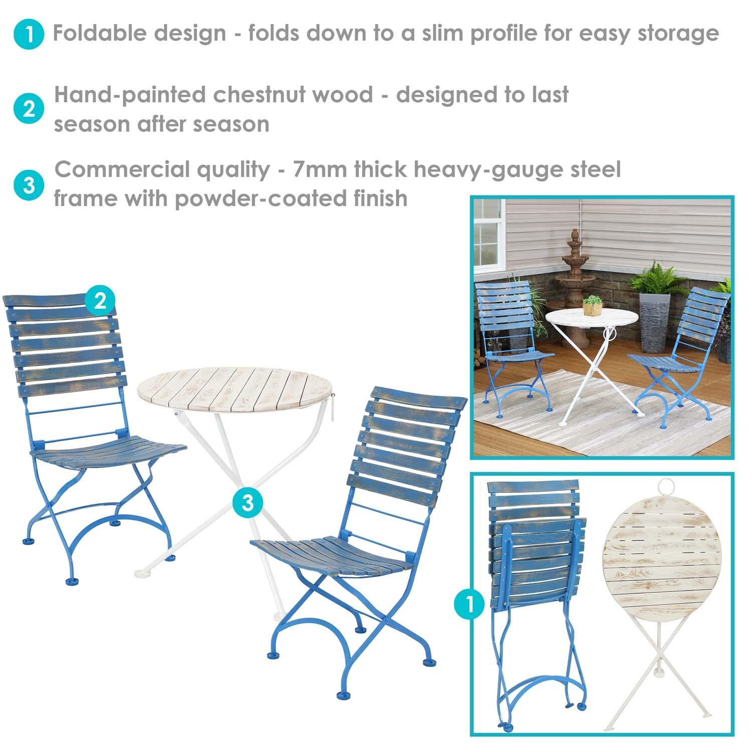 3 Pc Wood Folding Bistro Set By Ultimate Patio - Detail thumbnail