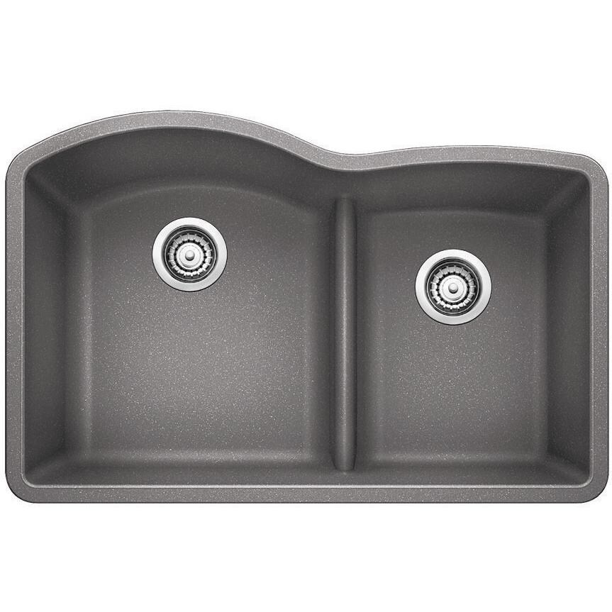 Blanco Diamond 30 X 20 Silgranit II 1-3/4 Low-Divide Double Bowl Undermount Sink - Metallic Gray - 441592