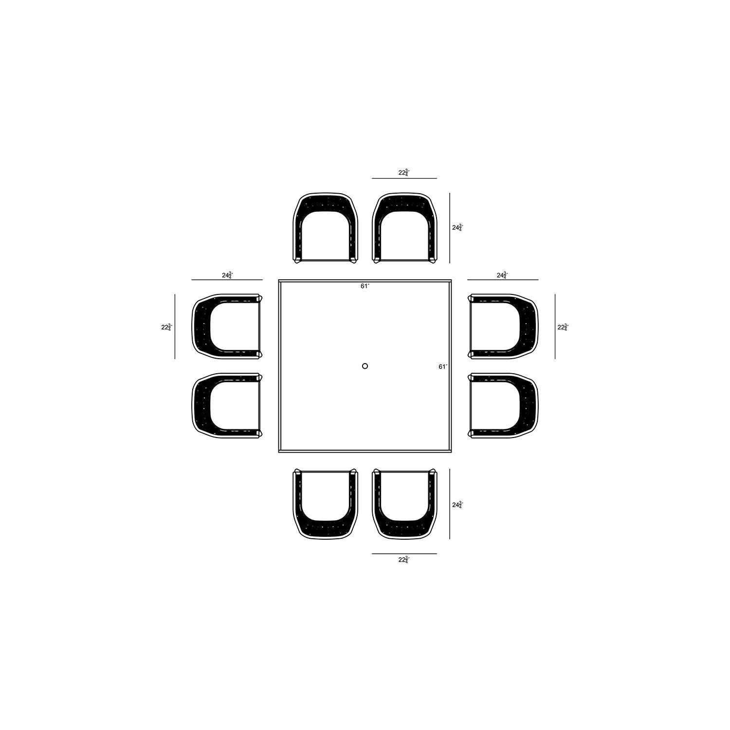 Chloe Bay 9 Pc Aluminum Square Dining Set in White by Lakeview - Dimensional 2 thumbnail