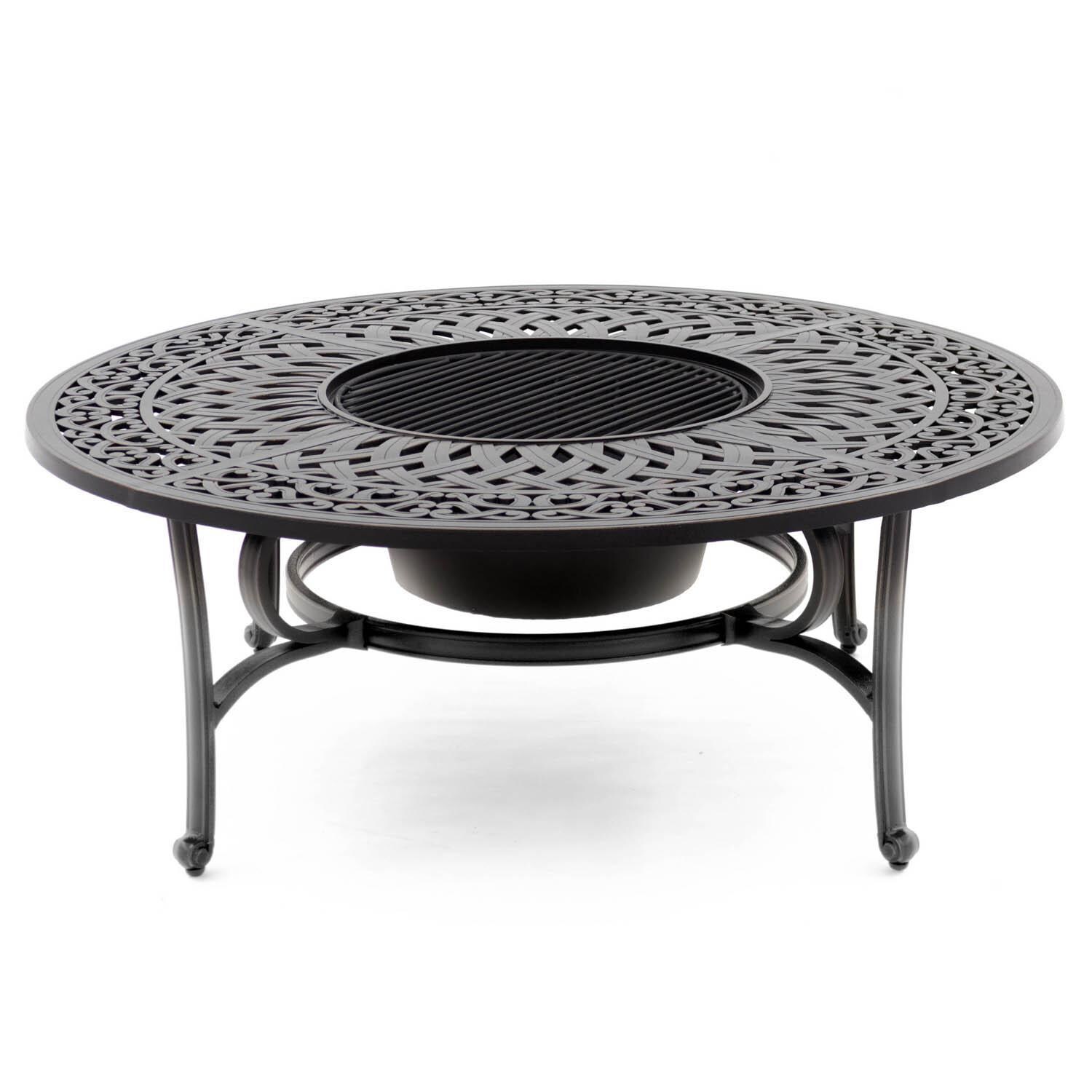 Villa Flora 4 Piece Cast Aluminum Wood Burning Fire Pit Outdoor