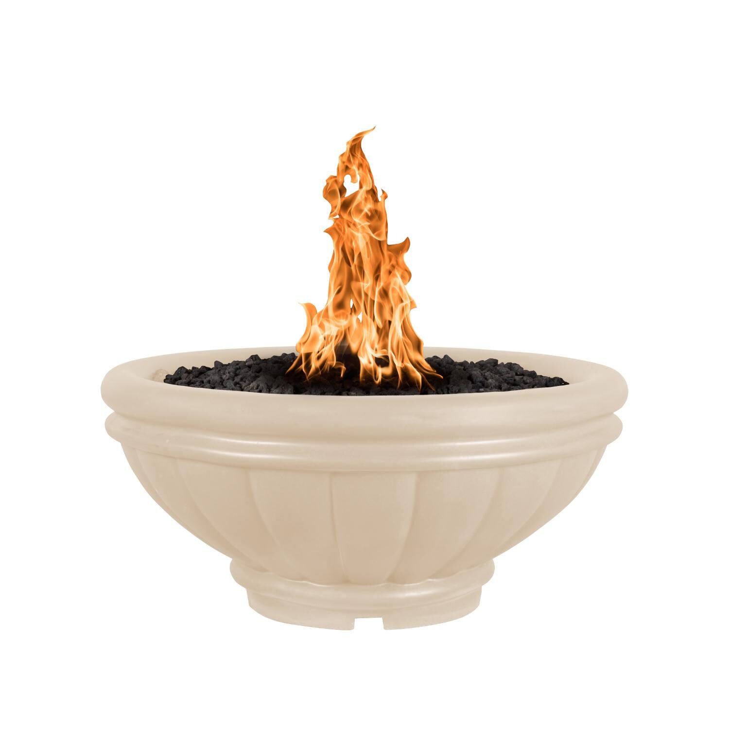 Top Fires by The Outdoor Plus Roma 24-Inch Propane Fire Bowl - Vanilla Concrete - Electronic Ignition
