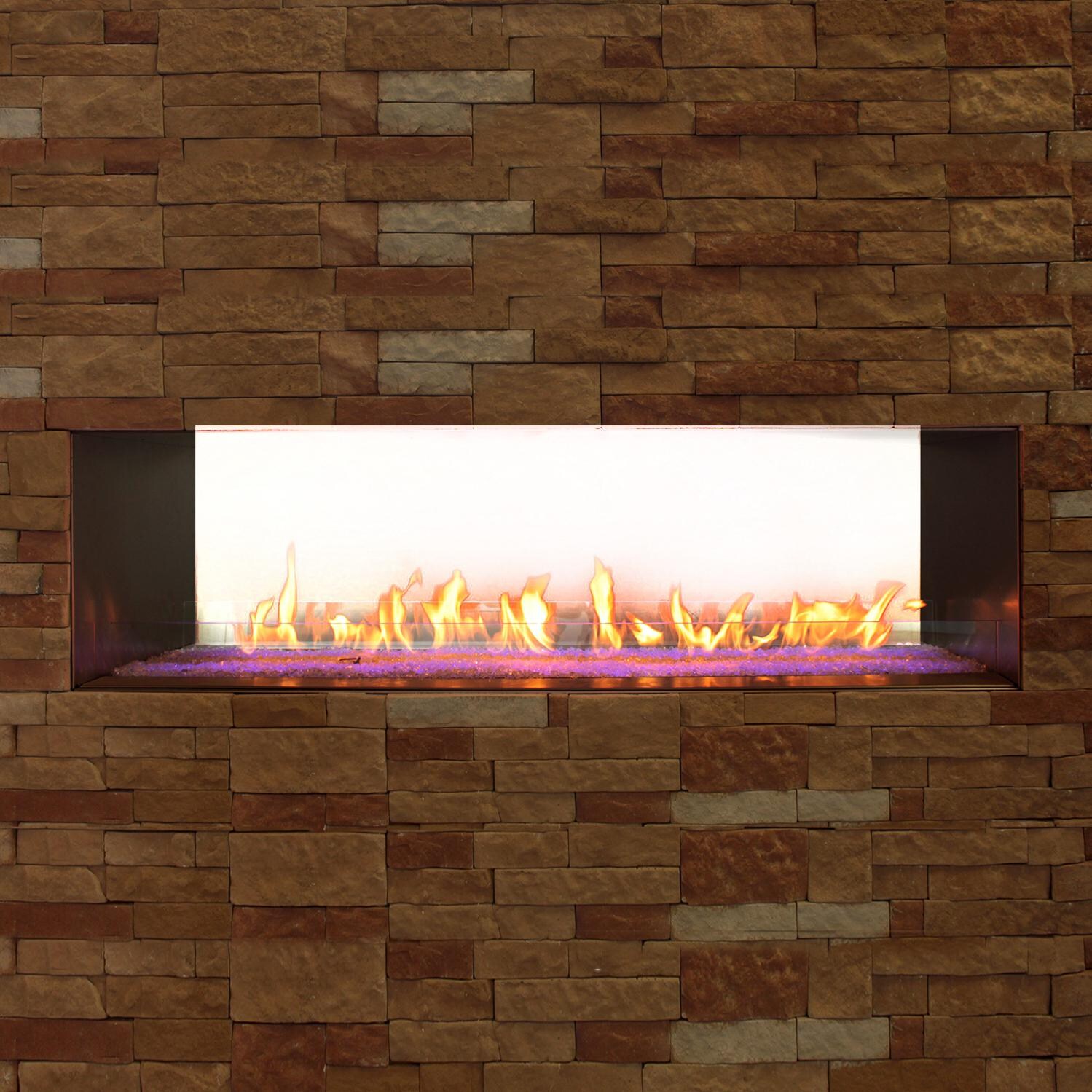 White Mountain Hearth By Empire Outdoor Linear See-Through 48-Inch Vent Free Natural Gas Fireplace W/ Manual Electronic Ignition - LED Light In Royal Violet thumbnail
