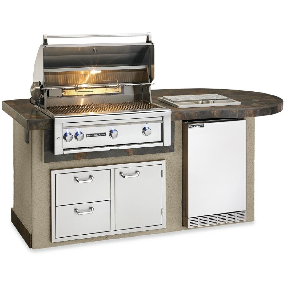 Sedona By Lynx Deluxe BBQ Island With 36-Inch Propane Gas Grill With Rotisserie - Open View (Shown In Falcon Gray Color) thumbnail