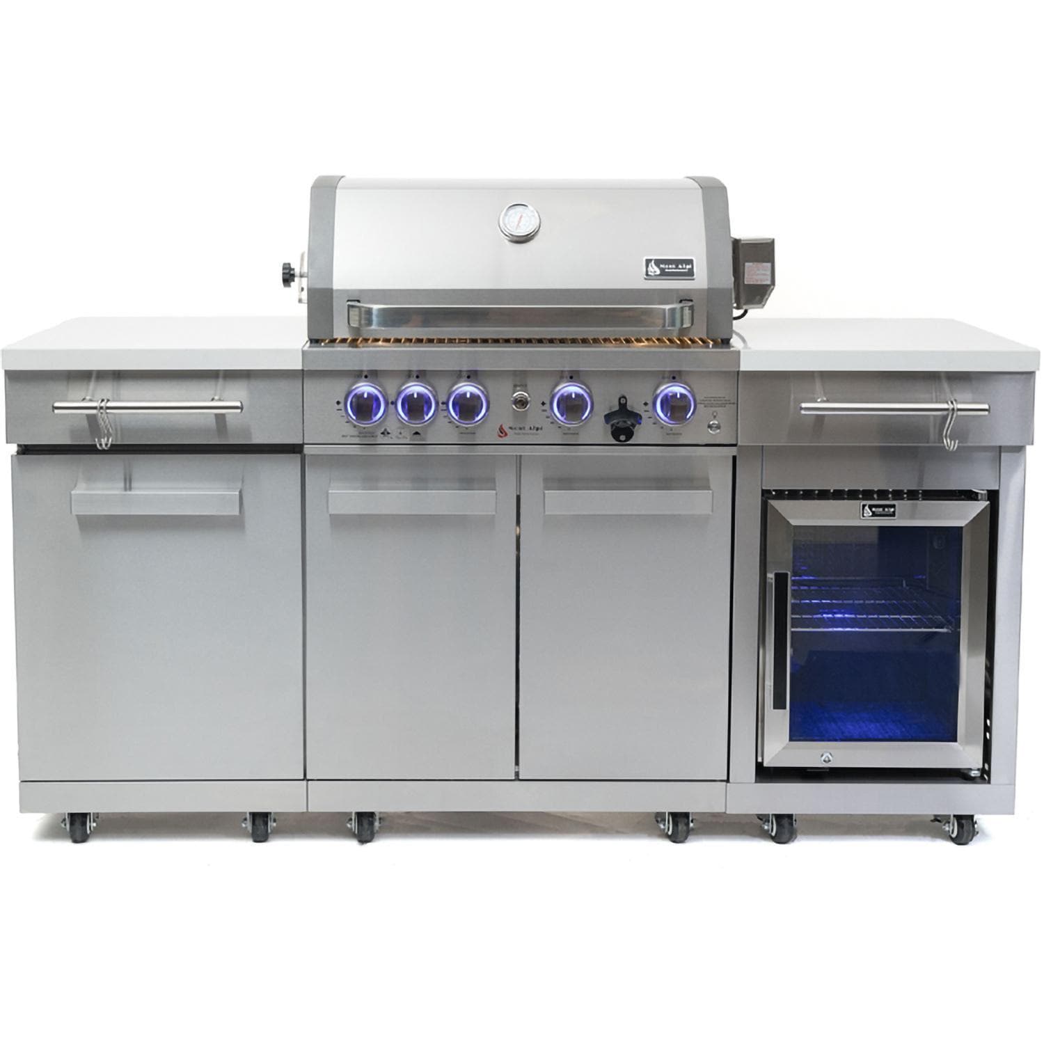 Mont Alpi Compact Series 6 Ft Propane Outdoor Kitchen Island w/ Fridge in Stainless Steel- MA-957FCRS