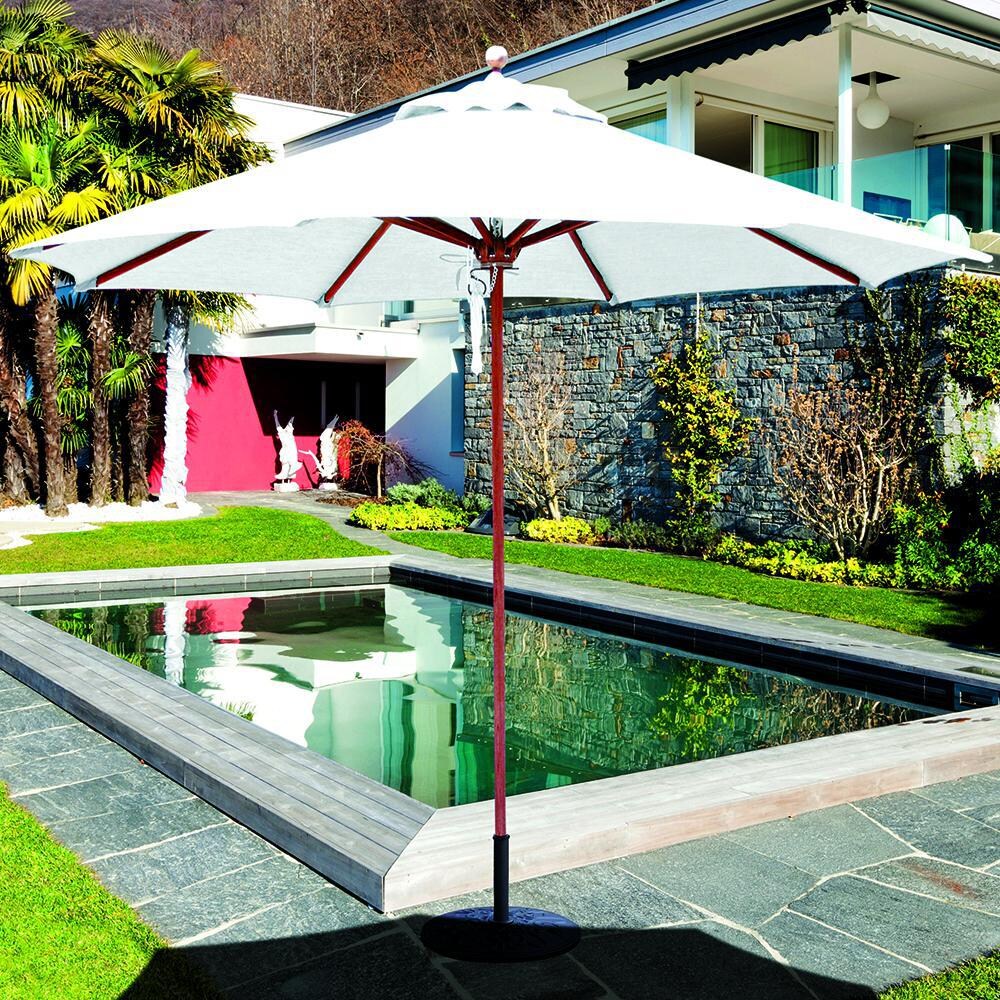 Galtech 9 Ft. Octagonal Patio Umbrella W/ Pulley Lift - Lifestyle View - Shown With Canvas Sunbrella Fabric(Umbrella Base Not Included) thumbnail