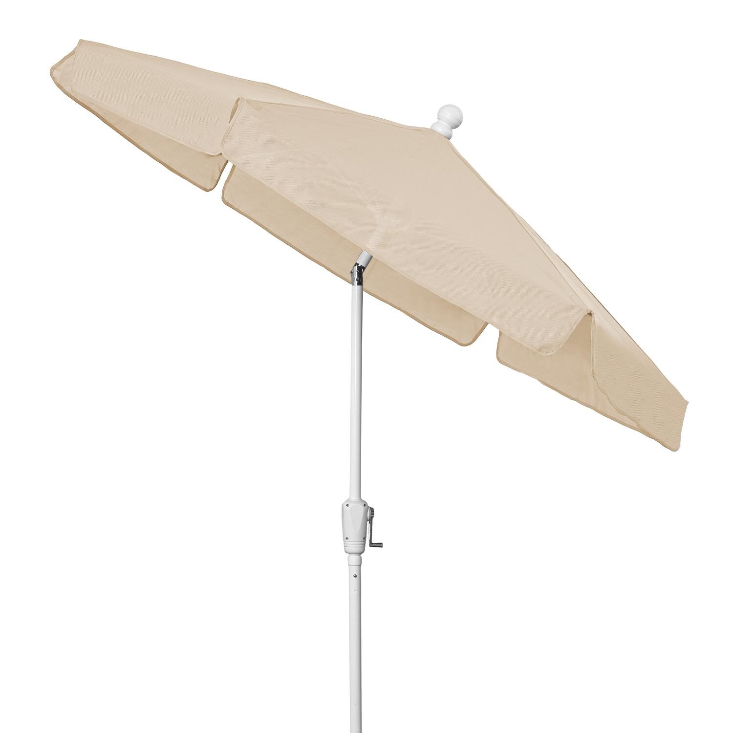 FiberBuilt 7.5 Ft Aluminum Beige Market Patio Umbrella W/ Crank Lift & Tilt - Side View thumbnail