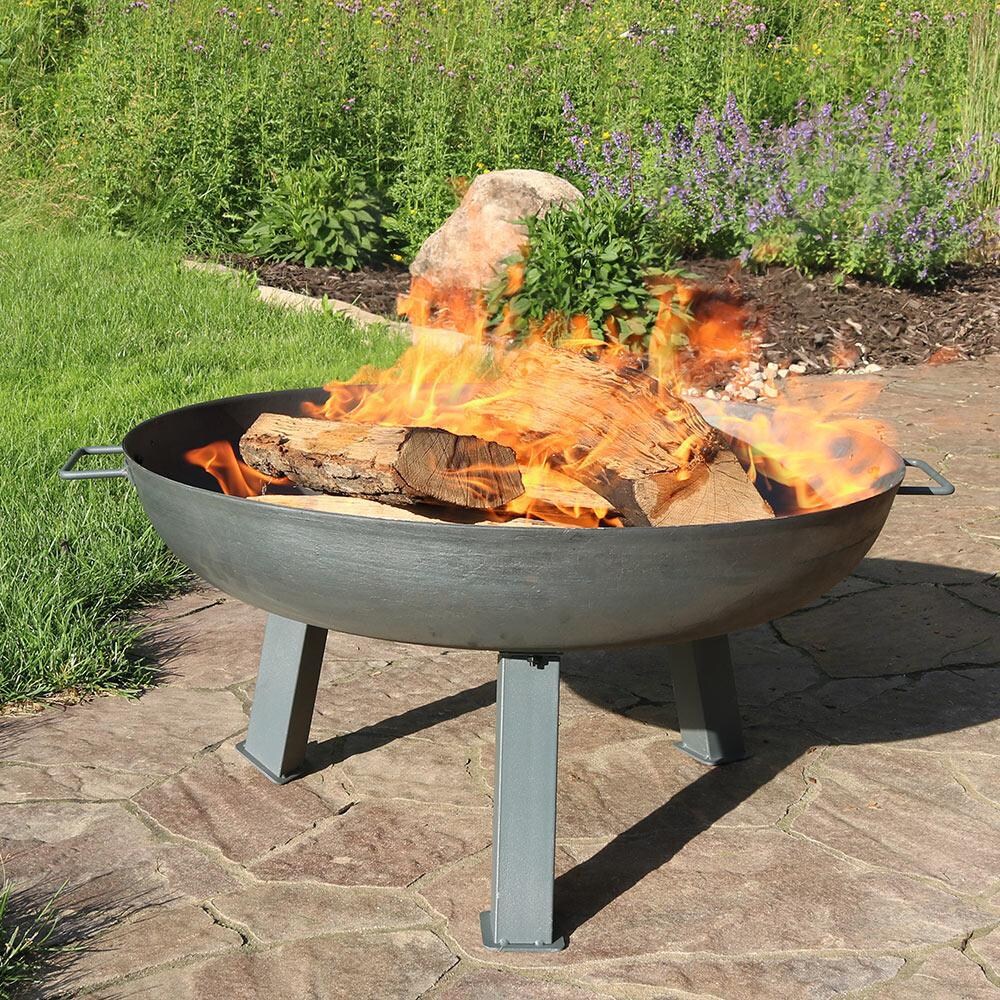 Ultimate Patio 30-Inch Dark Gray Cast Iron Rustic Wood Burning Fire Pit thumbnail