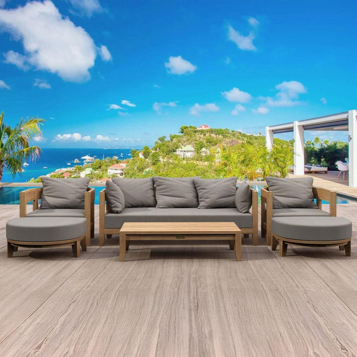 Avondale 6 Pc Teak Seating Set in Cast Slate by Lakeview Outdoor Designs