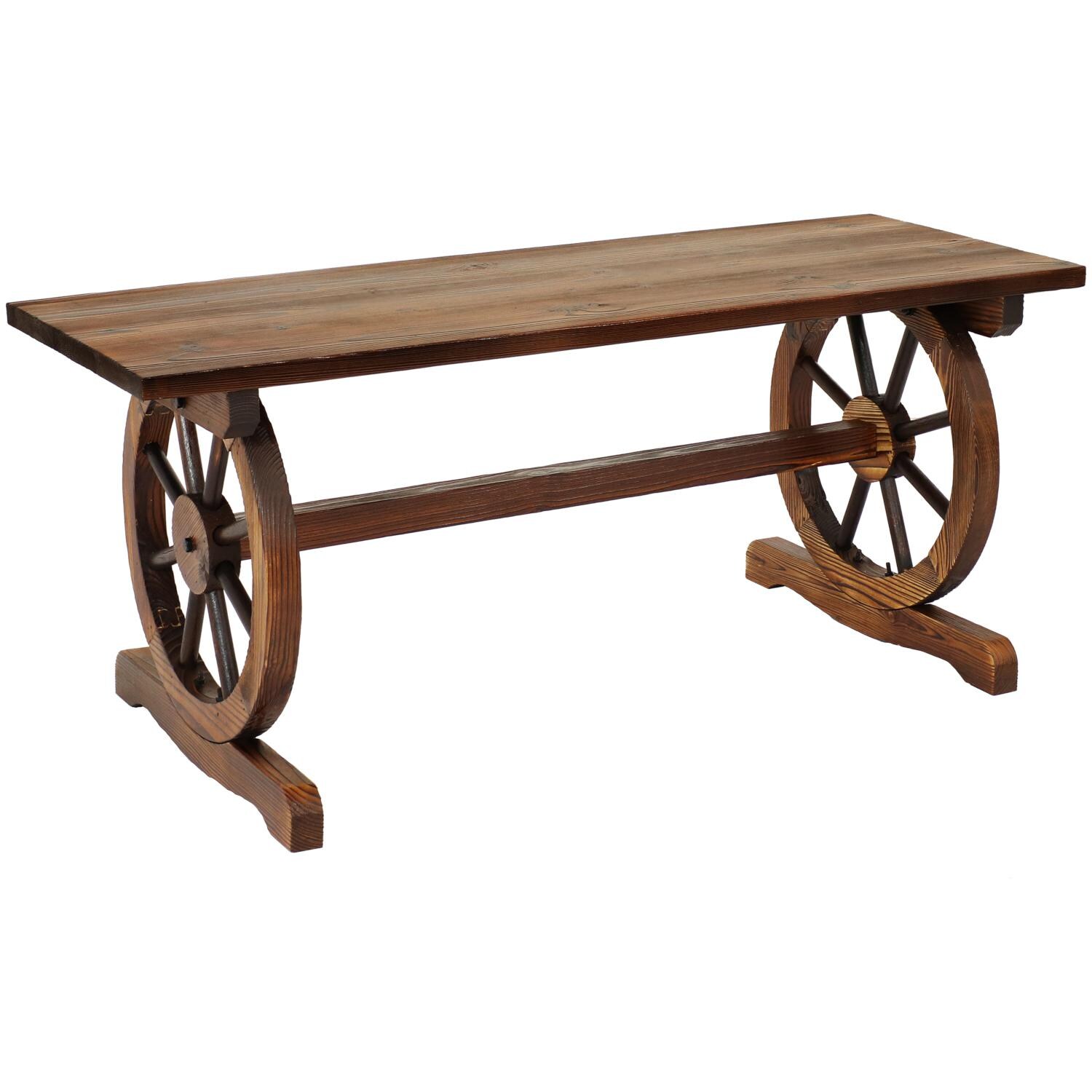 Sunnydaze Decor 43-Inch 2-Person Rustic Wagon Wheel Base Fir Wood Outdoor Bench - IEO-526 image