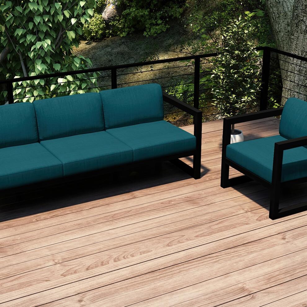 Misty Cove 2 Pc Aluminum Seating Set in Black/Spectrum Peacock by Lakeview Outdoor Designs