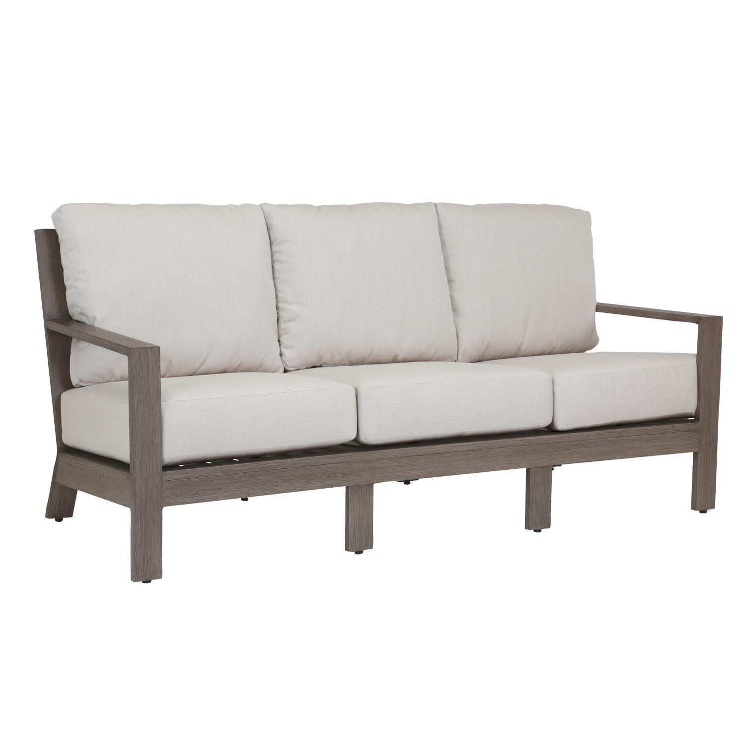 Sunset West 3501-23-5492 Laguna Aluminum Patio Sofa W/ Sunbrella Canvas Flax Cushions