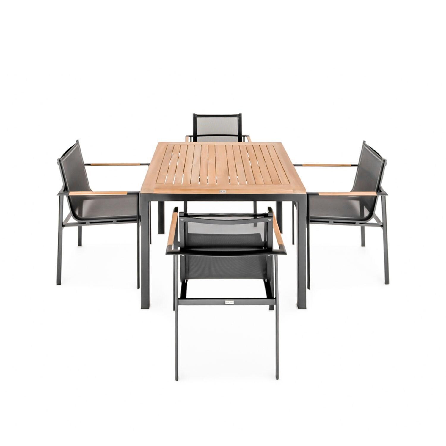 Teak + Table St Barts 40 Inch 5 Piece Dining Set - White Background thumbnail