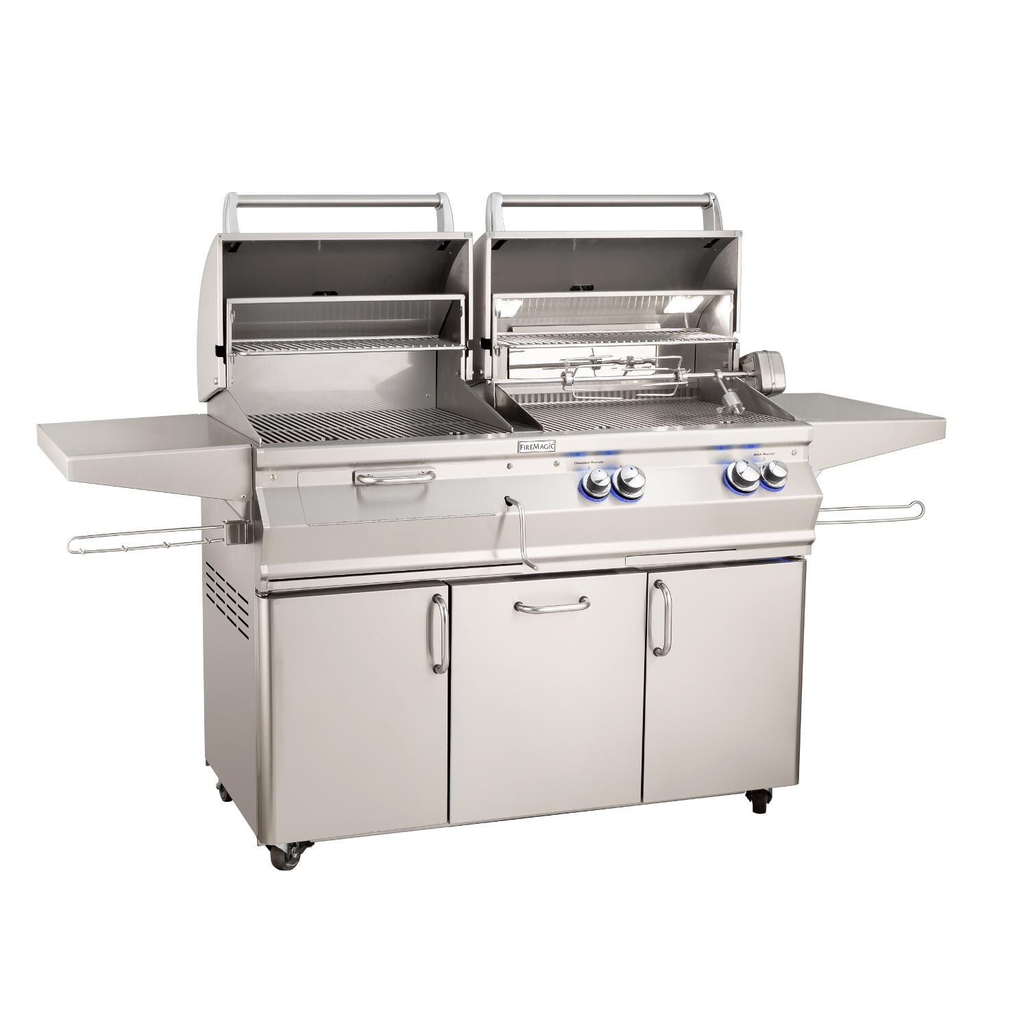 Fire Magic - A830S-8LAP-61-CB - Aurora 46-Inch Propane Gas & Charcoal Combo Grill W/ One Infrared Burner & Rotisserie - Open thumbnail