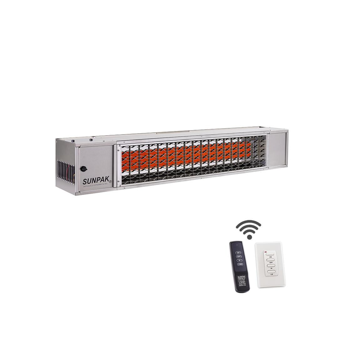 Sunpak TSR 48-Inch 34,000 BTU Propane Two-Stage Infrared Patio Heater With Remote - Stainless Steel - S34 S TSR-LP