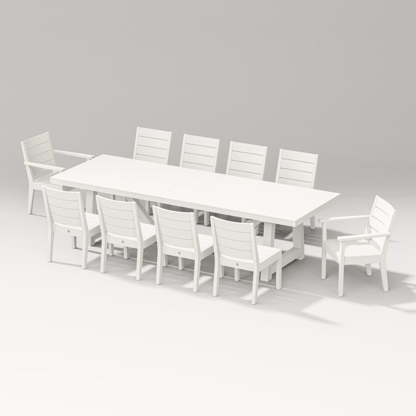 Latitude 11 Pc A-Frame Table Dining Set in Vintage White by PW Designer Series - White Background thumbnail