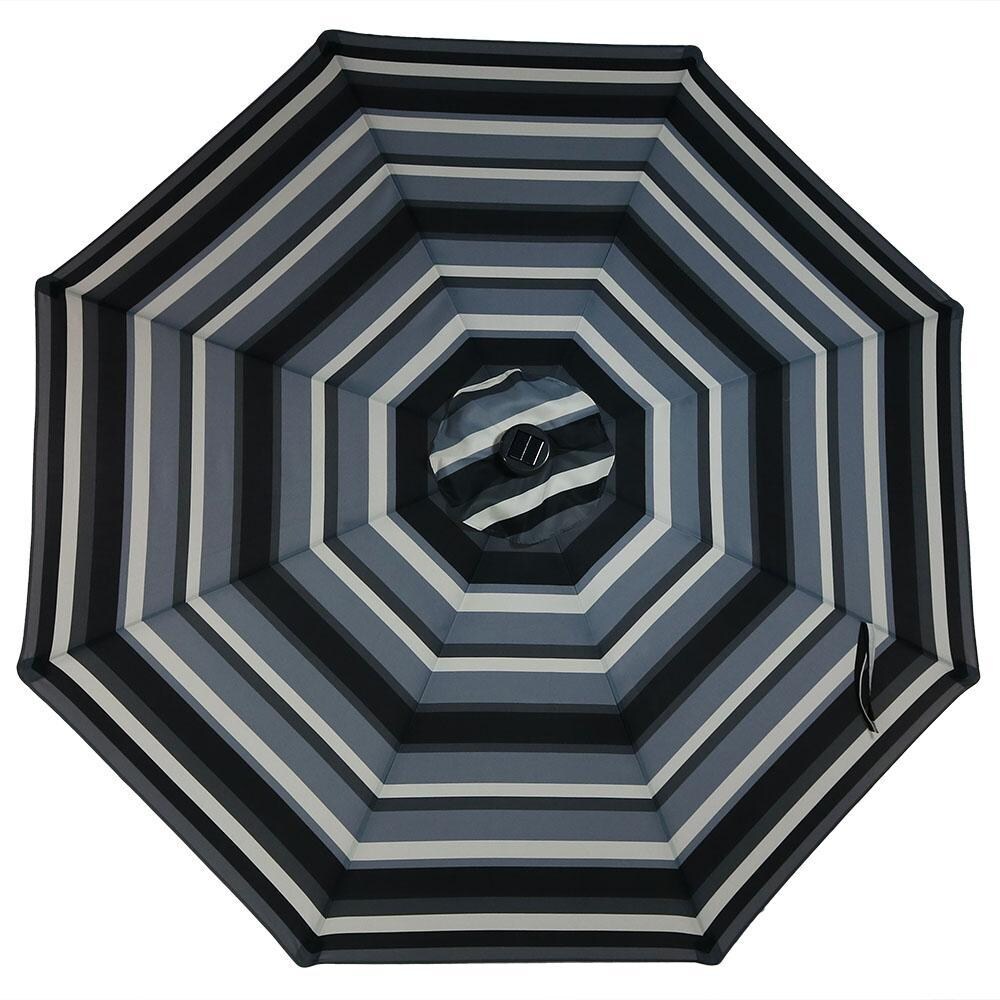 Ultimate Patio 9 Ft. Solar Lighted Octagonal Patio Umbrella W/ Crank Lift - Catalina Beach Stripe Canopy thumbnail