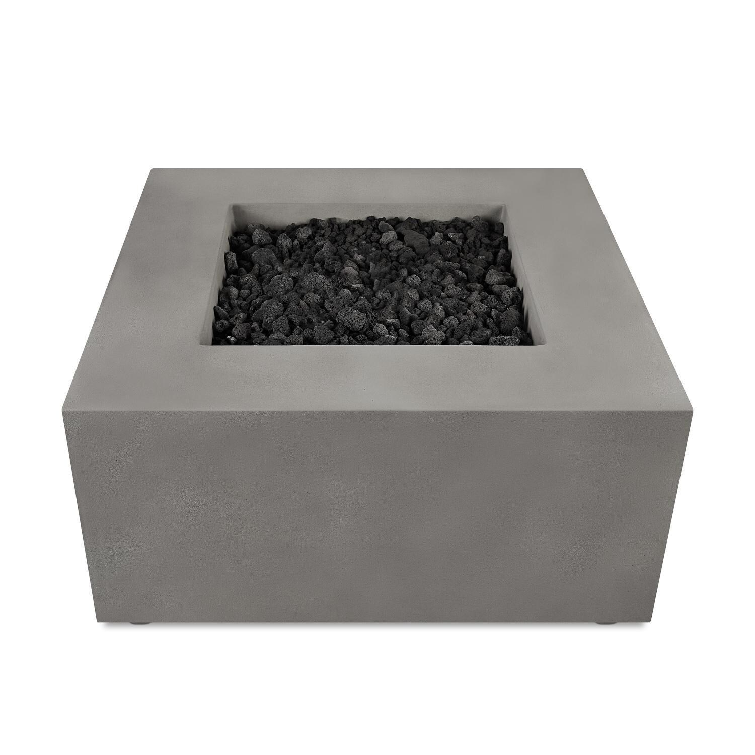 Olliewood 363NG-FLNT 40 Inch Square Glass Fiber Reinforced Concrete Natural Gas Fire Pit Table in Flint by BBQGuys Signature - Top View - White Background thumbnail