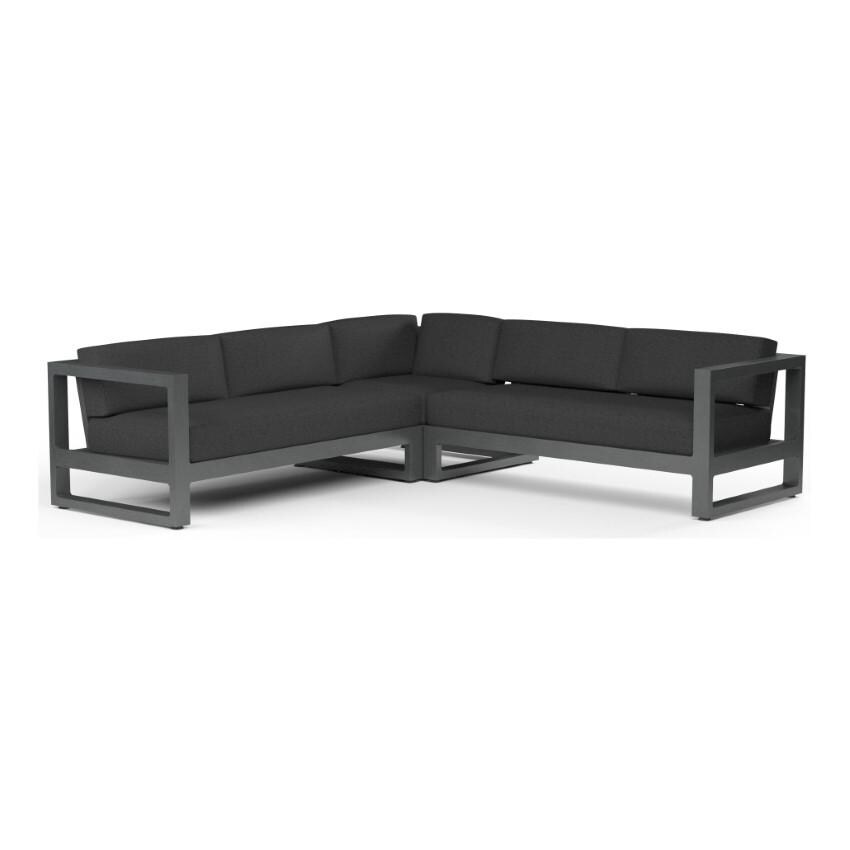 Redondo 5 Person Aluminum Sectional w/ No Welt in Slate/Spectrum Carbon by Sunset West - White Background thumbnail
