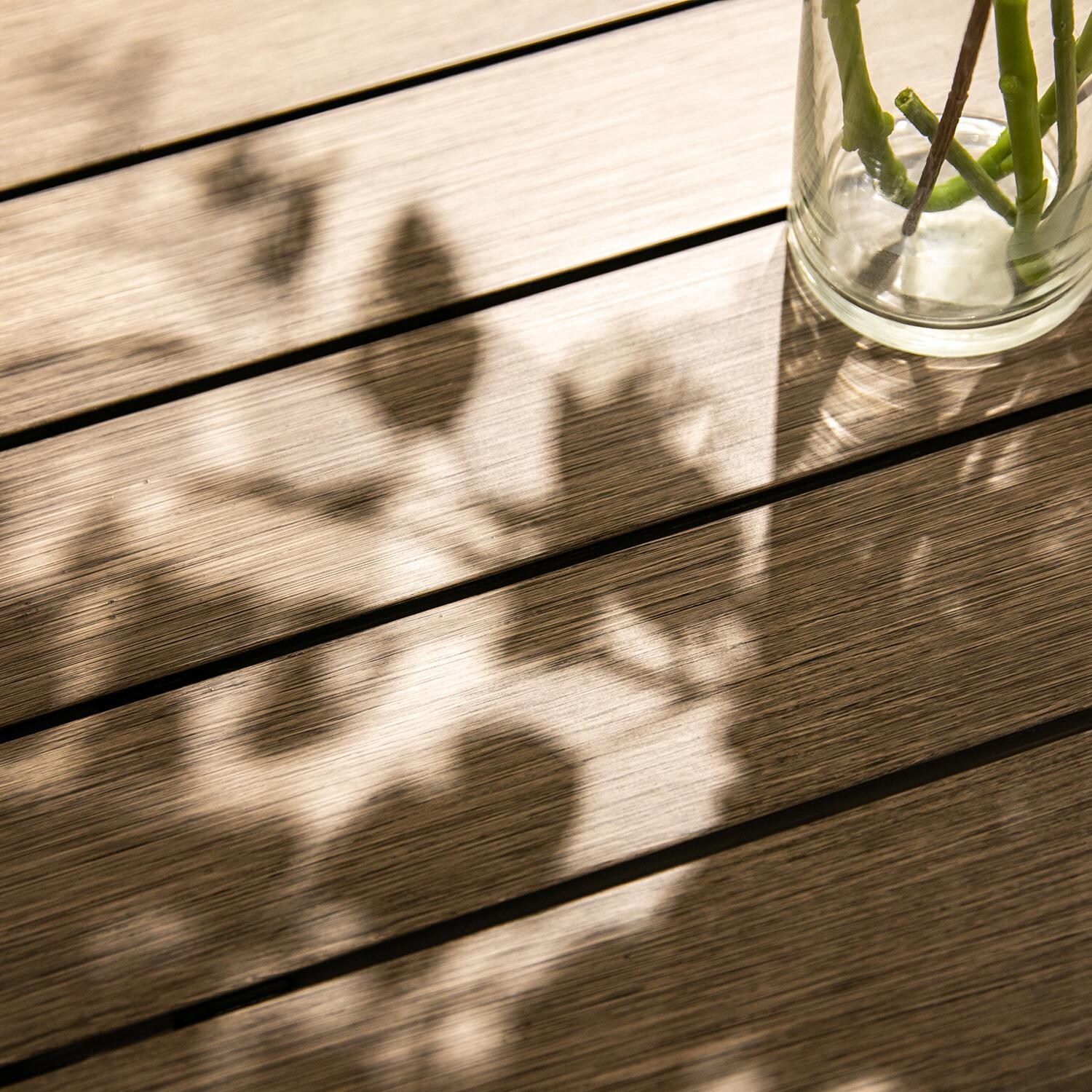 Laguna 90-120 Inch Driftwood Aluminum Extension Dining Table by Sunset West - Top - Detail thumbnail