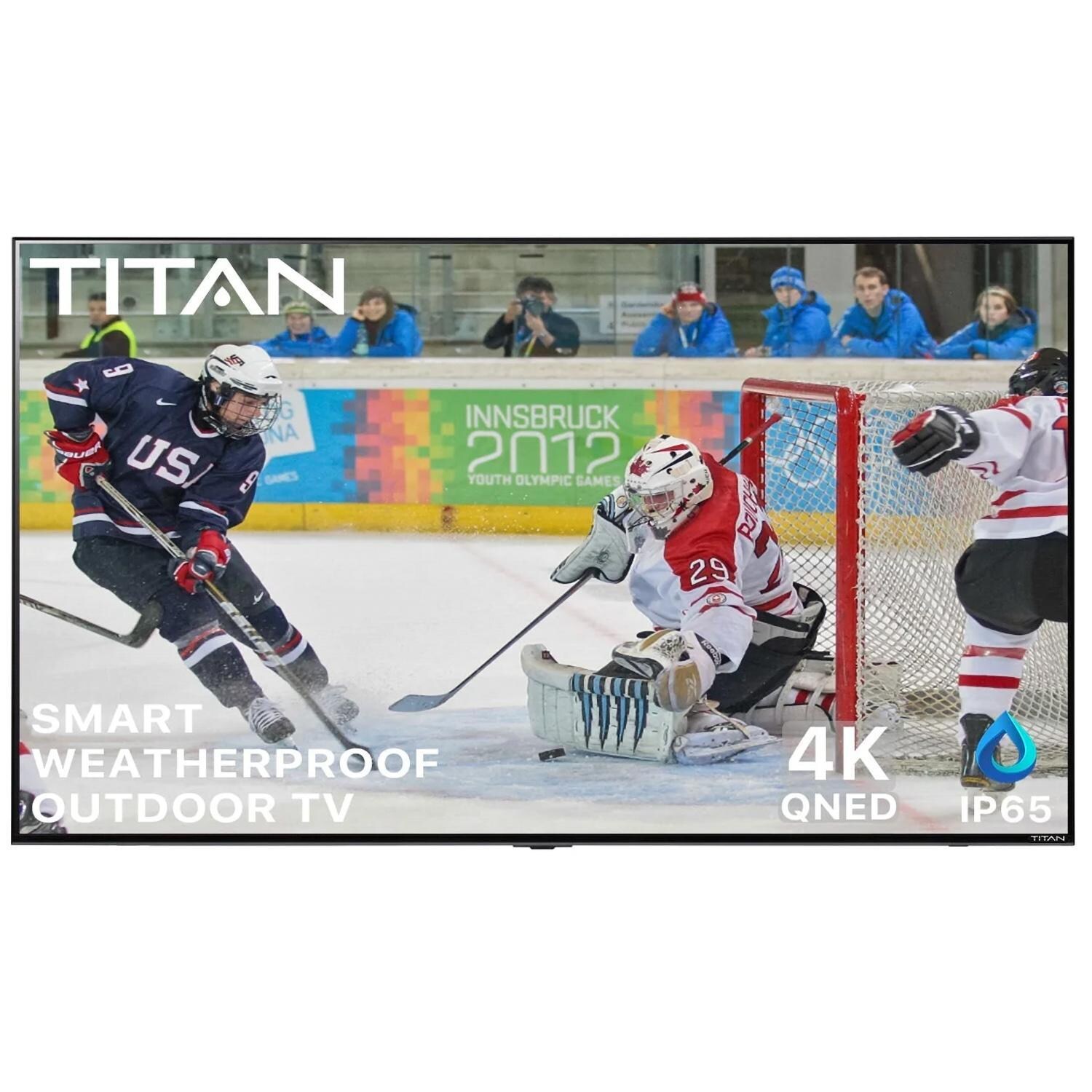 Titan BQG-L200-QNED-085-010 L200 Series 85 Inch Full Sun 4K QNED Smart Outdoor TV W/ Full Array Local Dimming & Mini-LED - Screen - White Background thumbnail