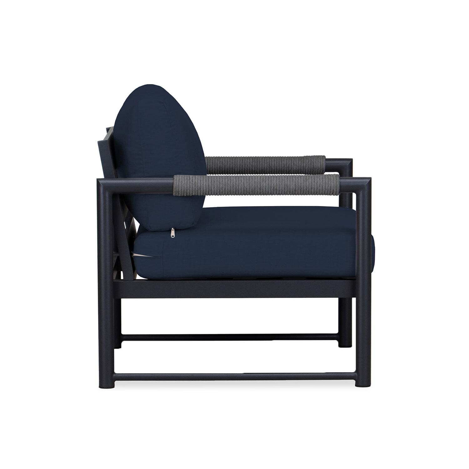 Lakeview AVEBAY-BK-CO-CC-IN Avenue Bay Black/Carbon Club Chair - Spectrum Indigo - Side View - White Background thumbnail