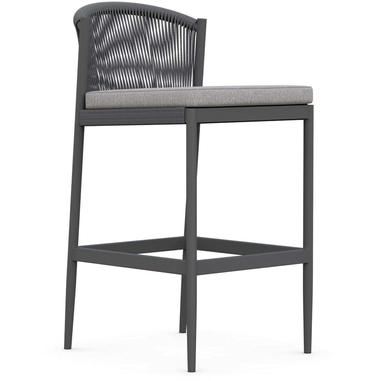 Azzurro Living Catalina Woven Rope Bar Stool in Ash/Fog - Angled - White Background thumbnail