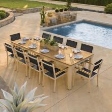 Travira 11 Piece Aluminum Patio Dining Set W/ 103 X 42 Inch Rectangular Tekwood Natural Table By Oxford Garden - Ninja Sling