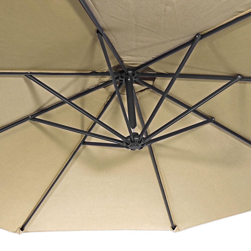 Ultimate Patio 10 Ft. Octagonal Patio Cantilever Umbrella W/ Crank - Beige Canopy Underside thumbnail
