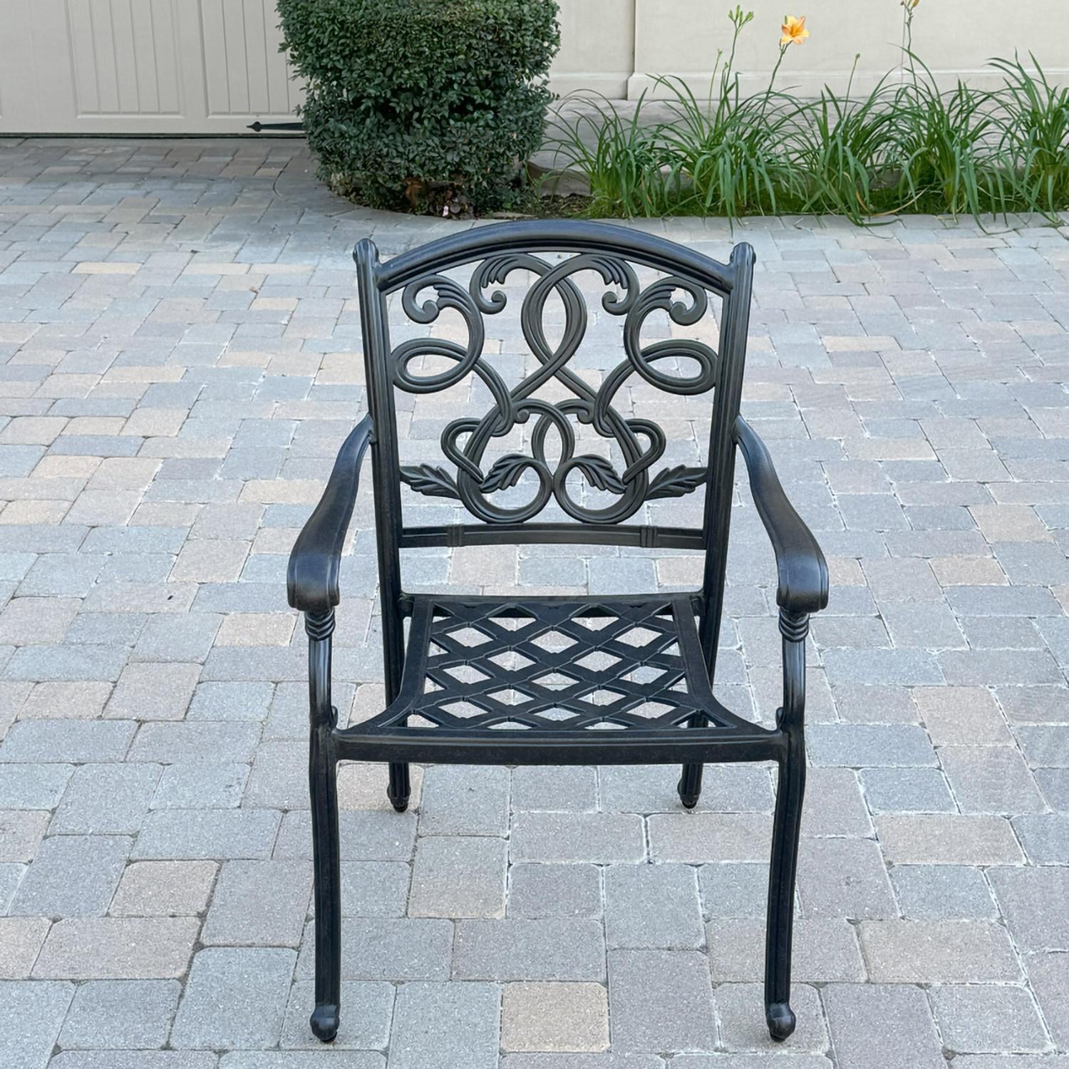 Darlee B/DL2052-11PCDR-2350LE Santa Monica 11 Pc Cast Aluminum Dining Set w/ Rocker in Antique Bronze - Dining Chair No Cushion - Lifestyle thumbnail
