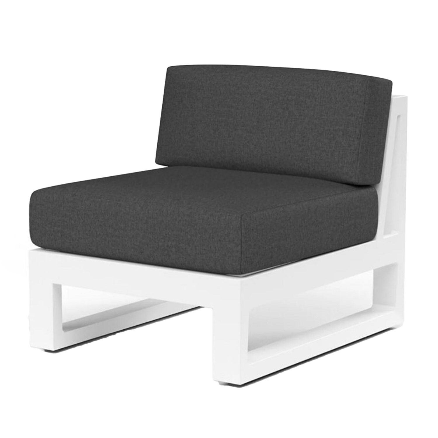 Newport Aluminum Armless Patio Club Chair in Spectrum Carbon w/ No Welt By Sunset West