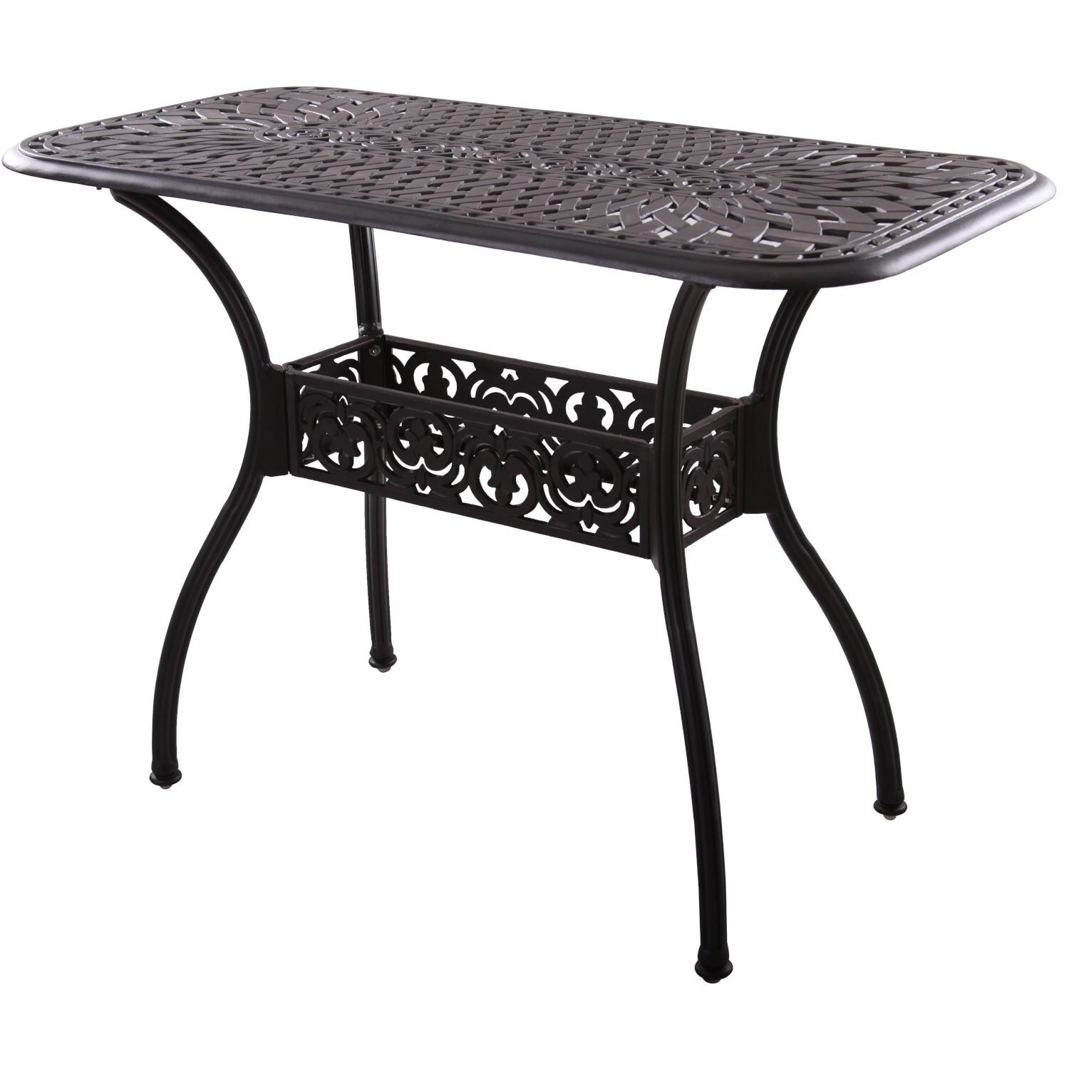 Darlee 201630-3PC-60CB Ocean View 3 Piece Cast Aluminum Counter Height Bar Set W/ 52 X 26 Inch Rectangular Table & Sesame Cushions - Bar Table thumbnail