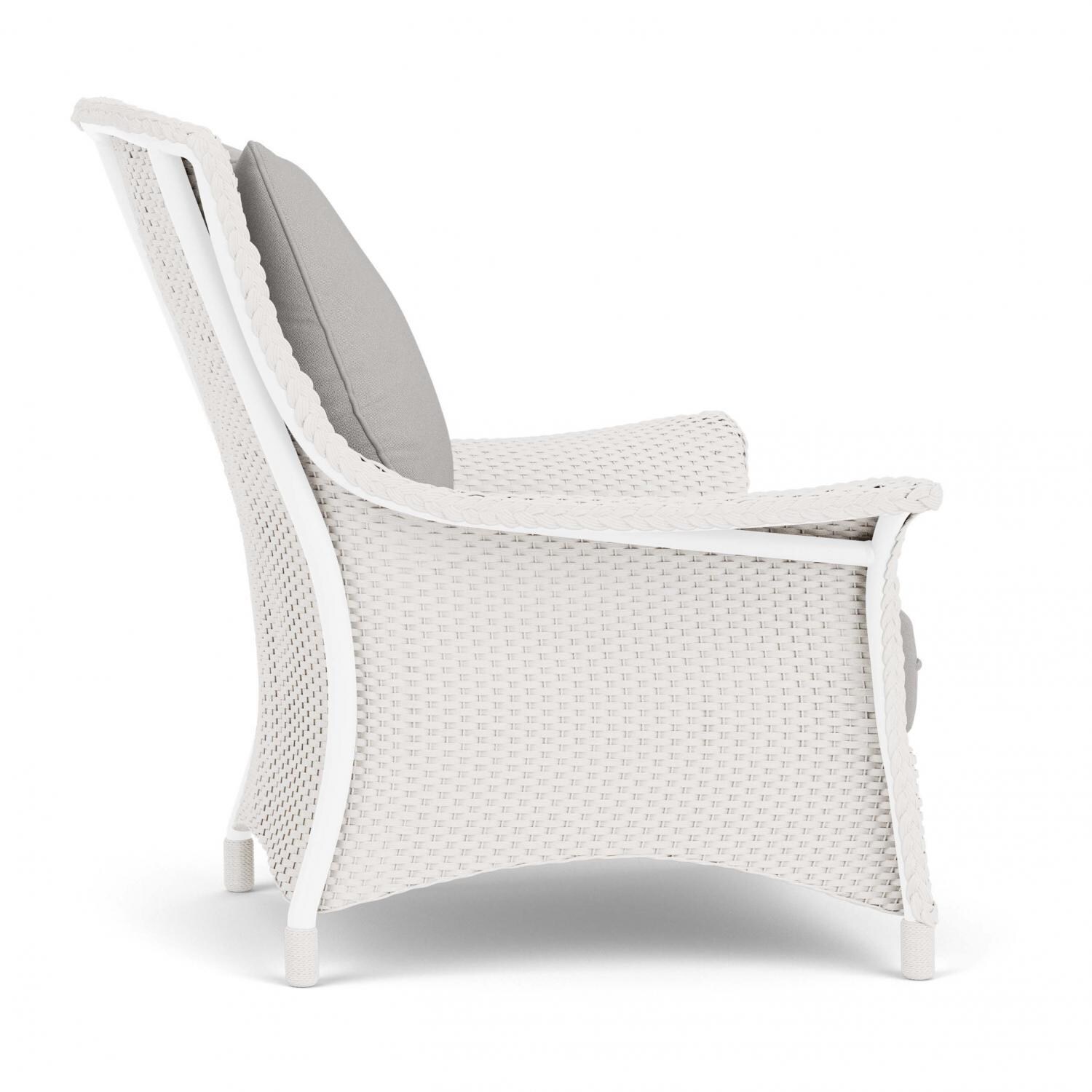 Lloyd Flanders Mandalay Lounge Chair in White Finish with Tundra Dove fabric - Side thumbnail