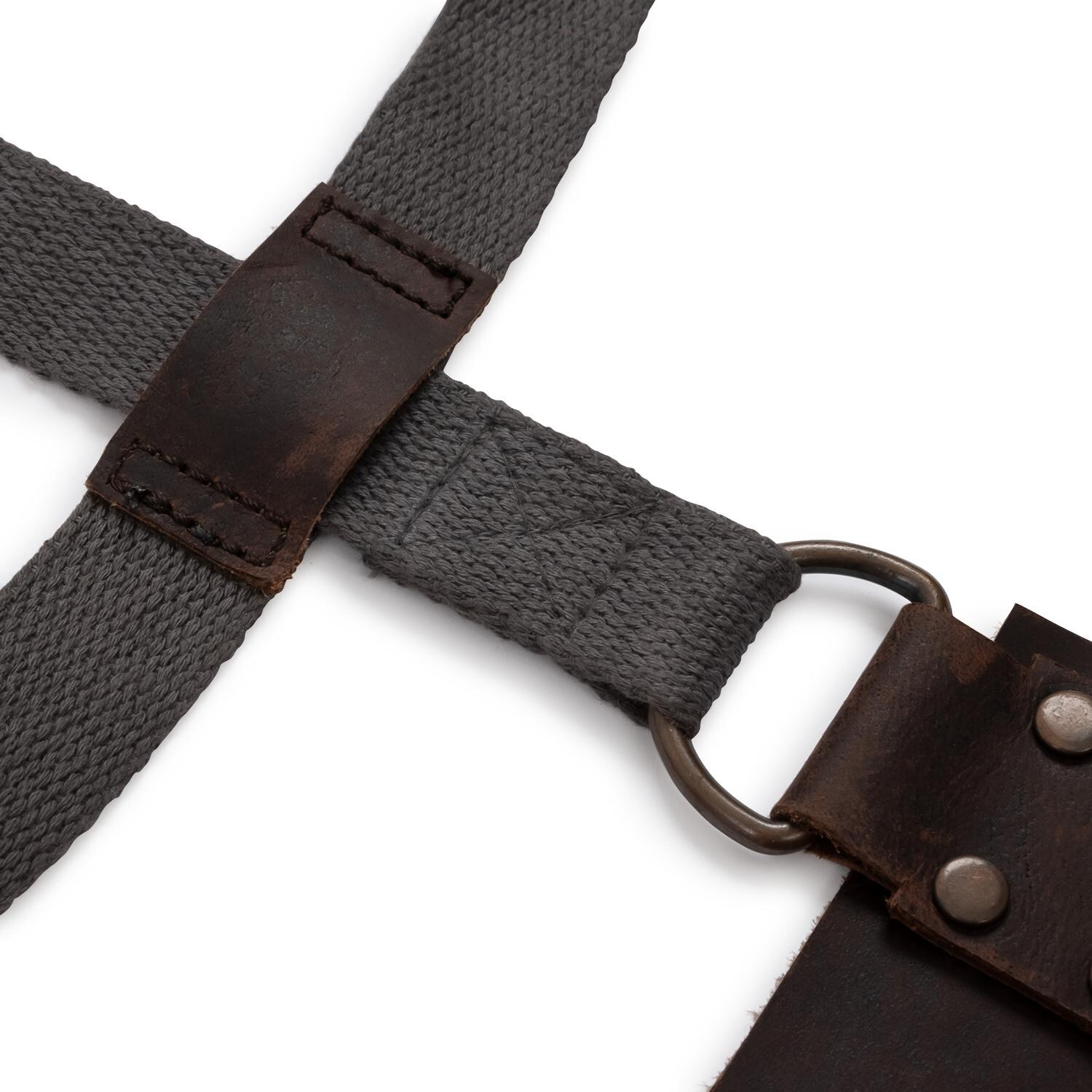 Barebones Living CKW-479 Tradesman Leather Apron - Cross Strap Detail thumbnail