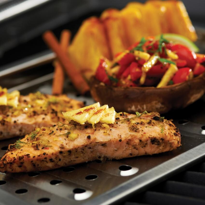 Broil King Stainless Steel Grill Topper - 97125 - Angled - Lifestyle thumbnail