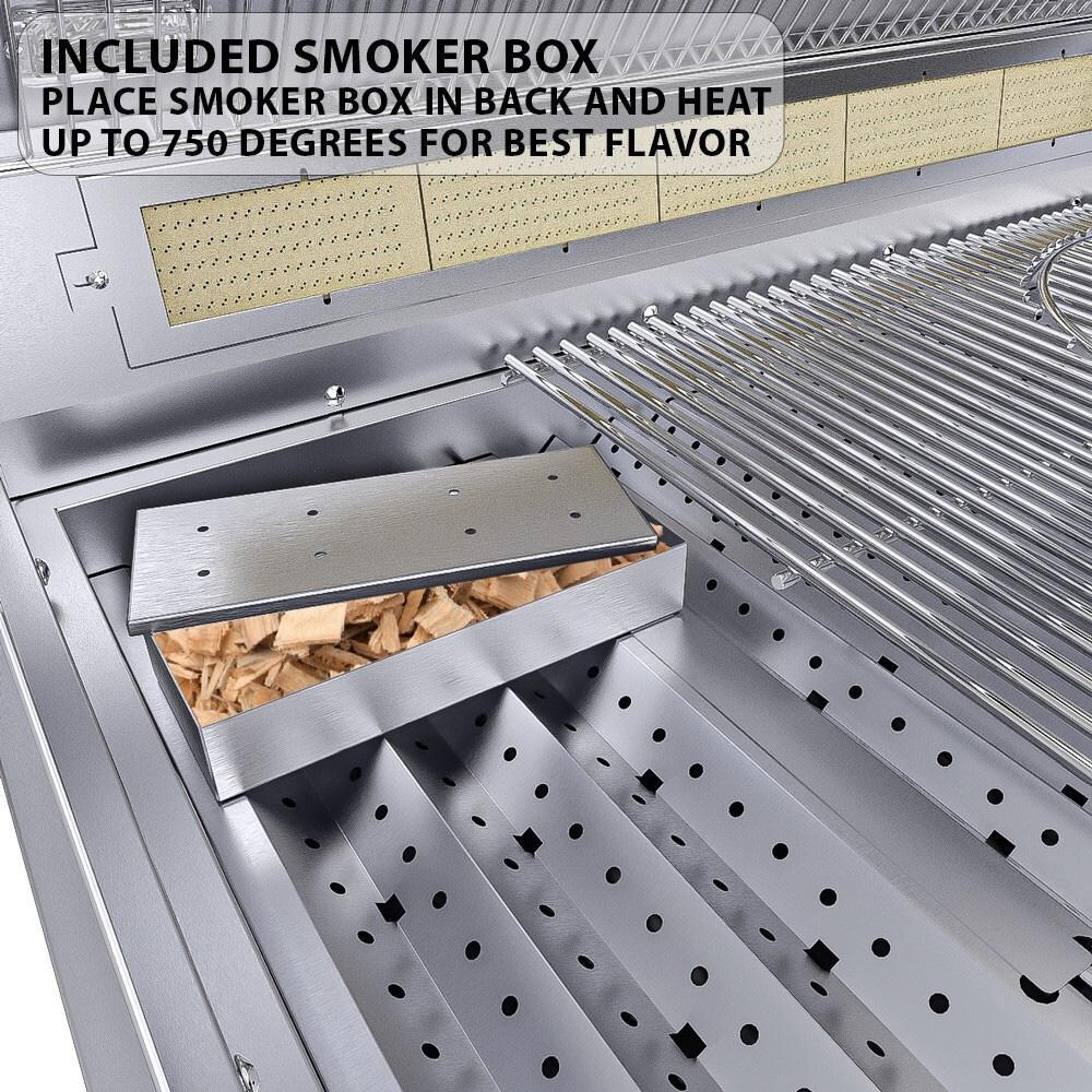 Sunstone Ruby5BIR-NG Ruby 42-in 5-Burner Built-In Natural Gas Grill & Rotisserie - Included Smoker Box - White Background thumbnail