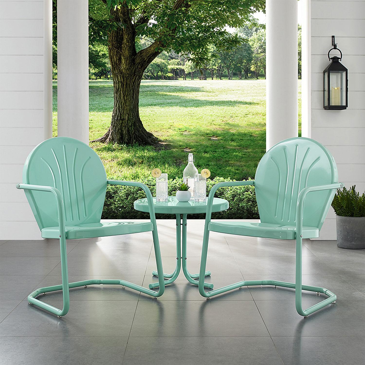 Ashview 3 Pc Steel Seating Set in Aqua Gloss by Ultimate Patio