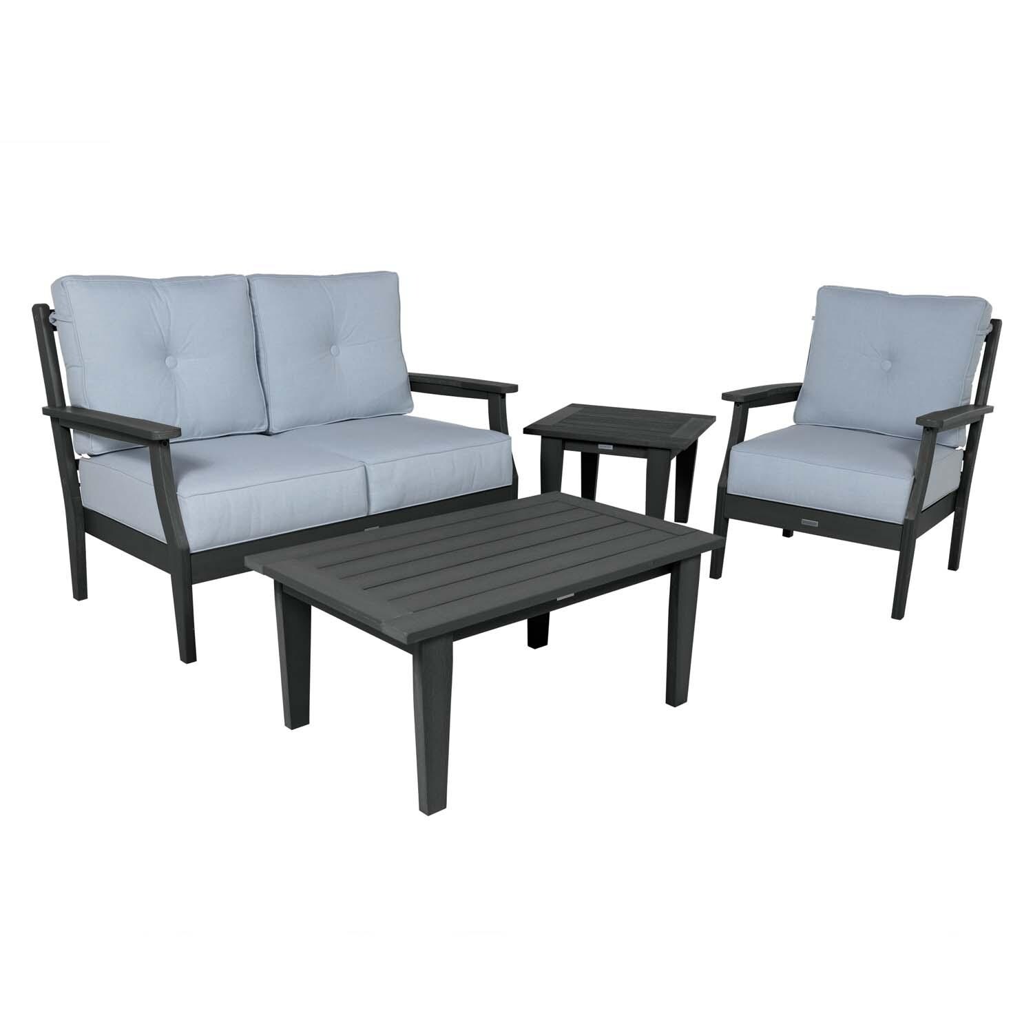 Blushing Bay 4 Pc Recycled Plastic Seating Set in Bliss Dew/Black by Lakeview Outdoor Designs - White Background thumbnail