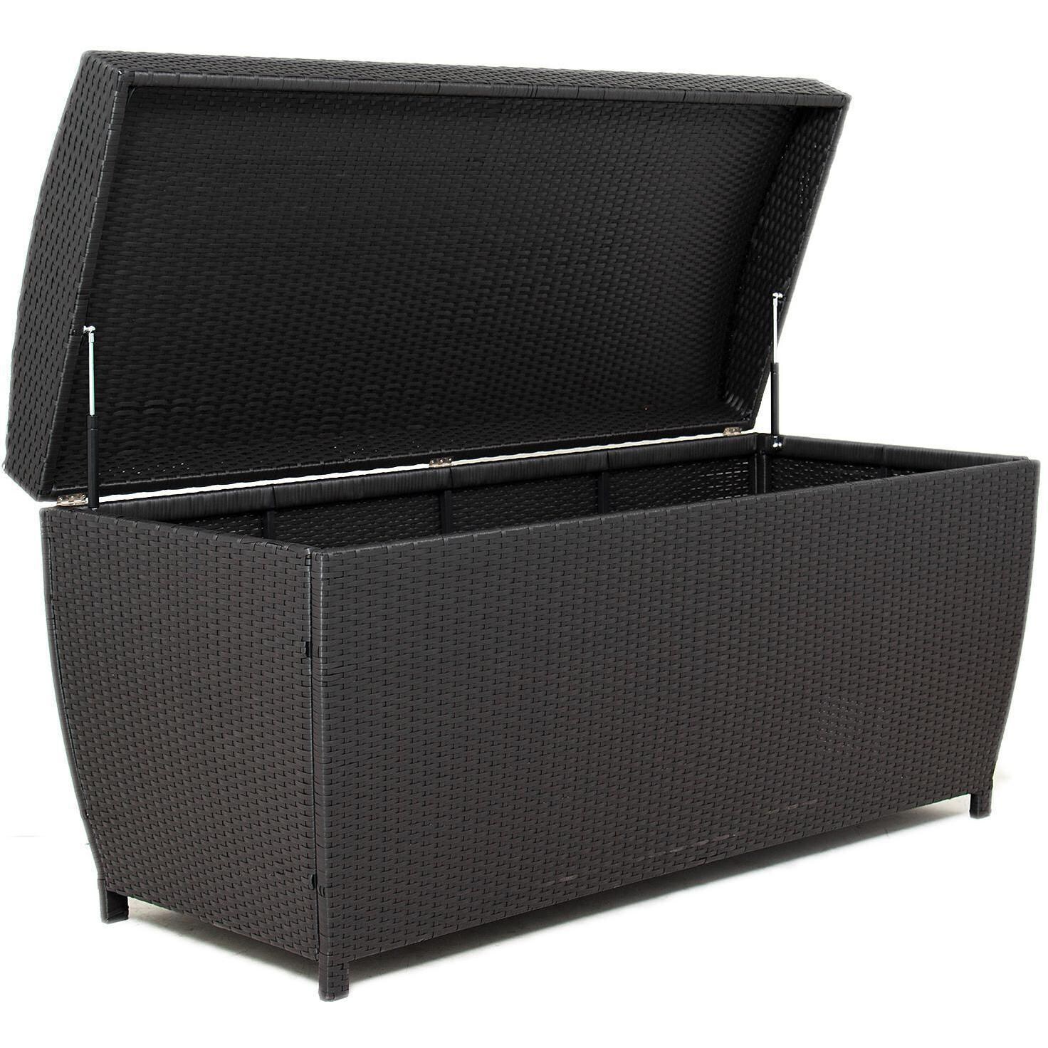 Extra-Large Resin Wicker Outdoor Storage Chest - 67 X 28 - Espresso By Lakeview Outdoor Designs - Open thumbnail