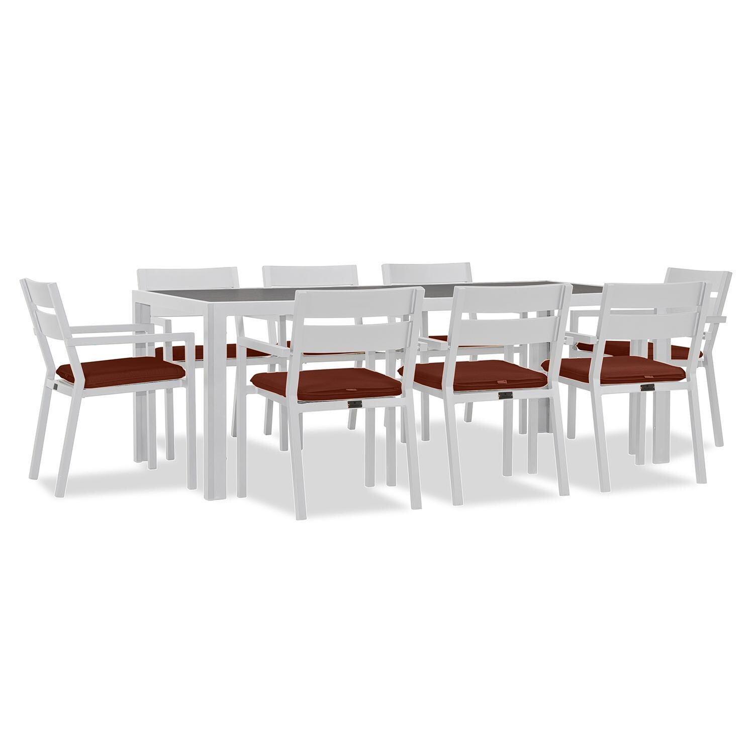 Calm Bay 9 Pc Rectangular Dining Set in White/Canvas Henna by Lakeview - White Background thumbnail