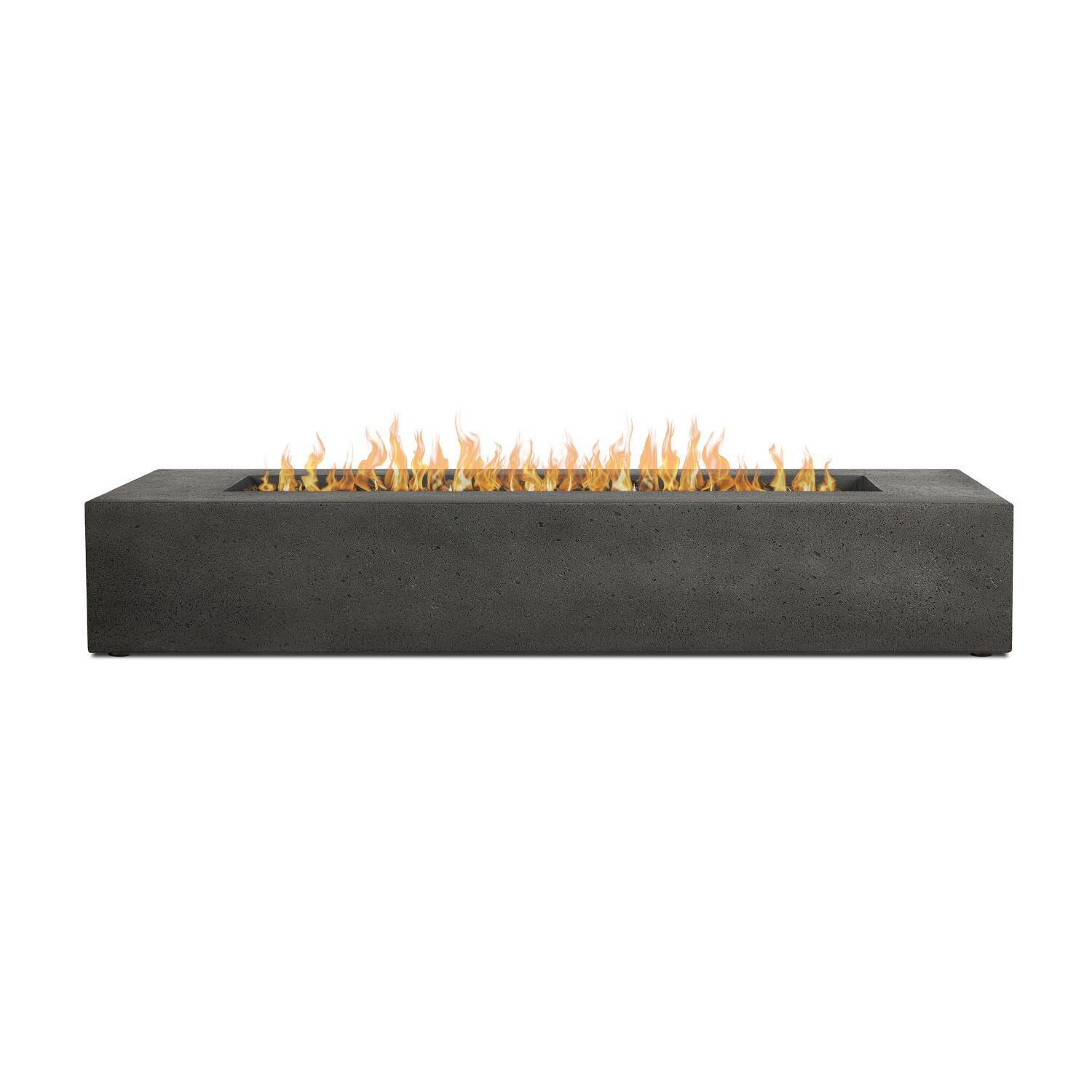 Hillview Bay 2713LP-CBN 72 Inch Rectangular Glass Fiber Reinforced Concrete Propane Fire Pit Table in Carbon by BBQGuys Signature - Side View - White Background thumbnail