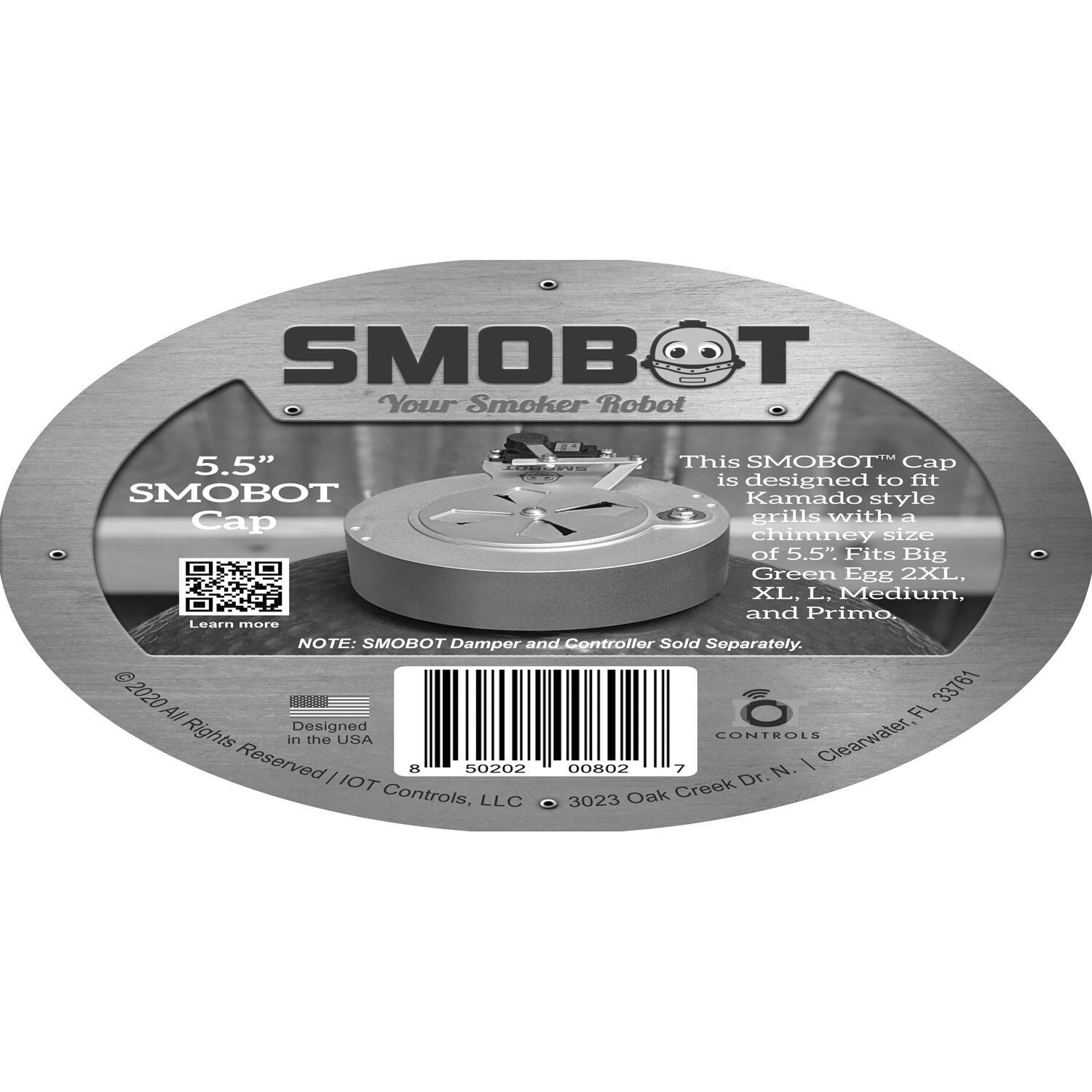 SMOBOT SMOBOT-A WiFi Kamado Grill & Smoker Temperature Controller for Primo - Cap Sticker - White Background thumbnail