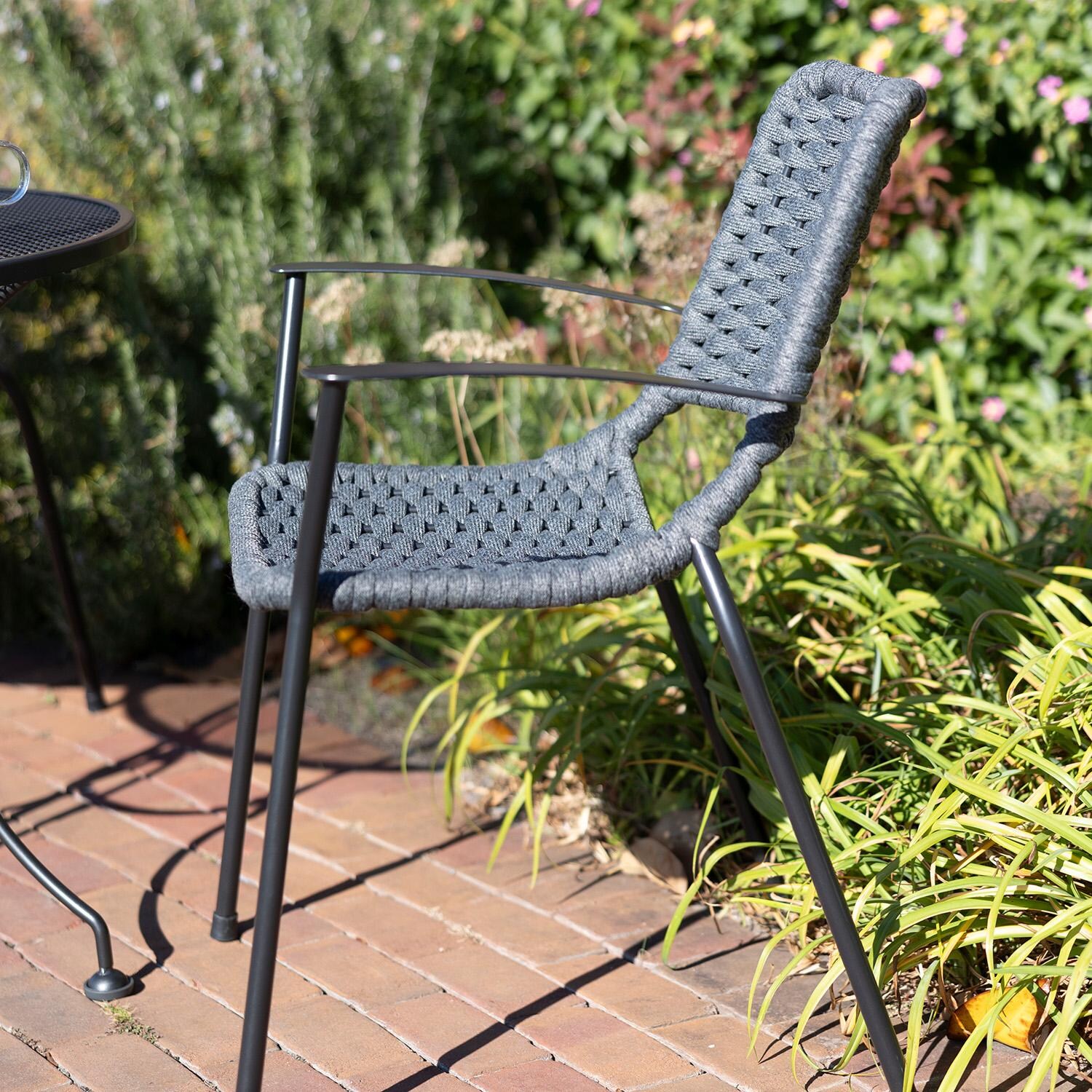 Metro 4 Pc Iron Dining Chair in Grey / Grey Rope - Side - Lifestyle thumbnail