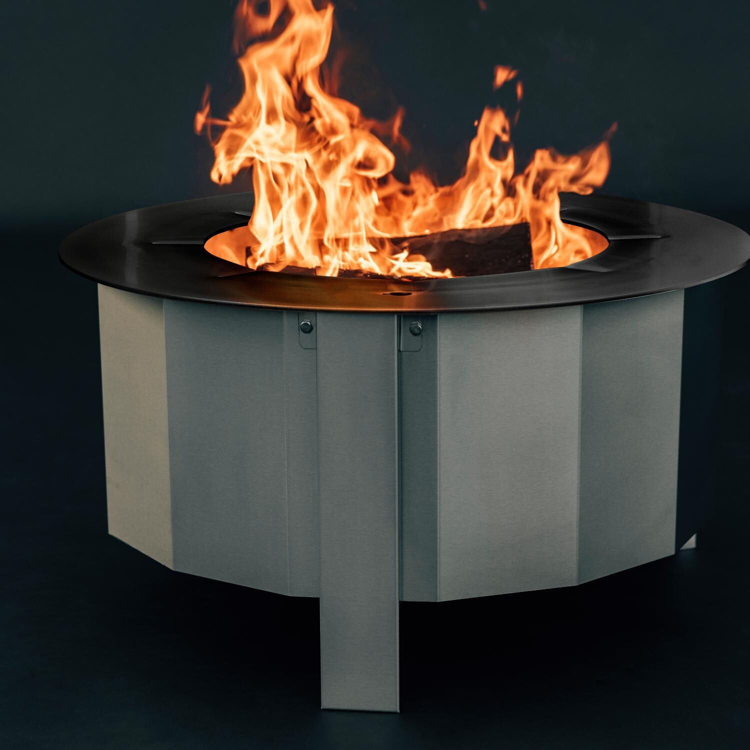 Firegear LUME-MS2SR LUME 26-Inch Round Wood Burning Sear Top Freestanding Smoke-Less Fire Pit - Roaring Flames thumbnail