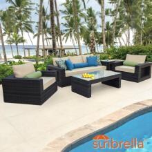 Gentilly 5 Piece Wicker Patio Conversation Set W/ Sunbrella Antique Beige Cushions By Lakeview Outdoor Designs image