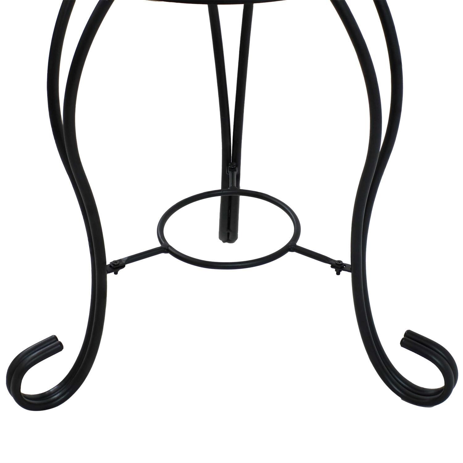 Ultimate Patio 12 3/4-Inch Ceramic Mosaic Tile Side Table W Plant Stand & Steel Frame - Stand Detail thumbnail