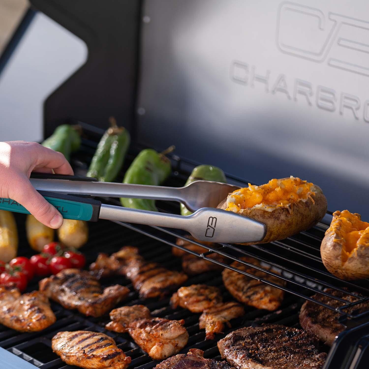 Charbroil 463286125 6-Burner Propane Grill - Grey & Stainless - In Use - Lifestyle thumbnail