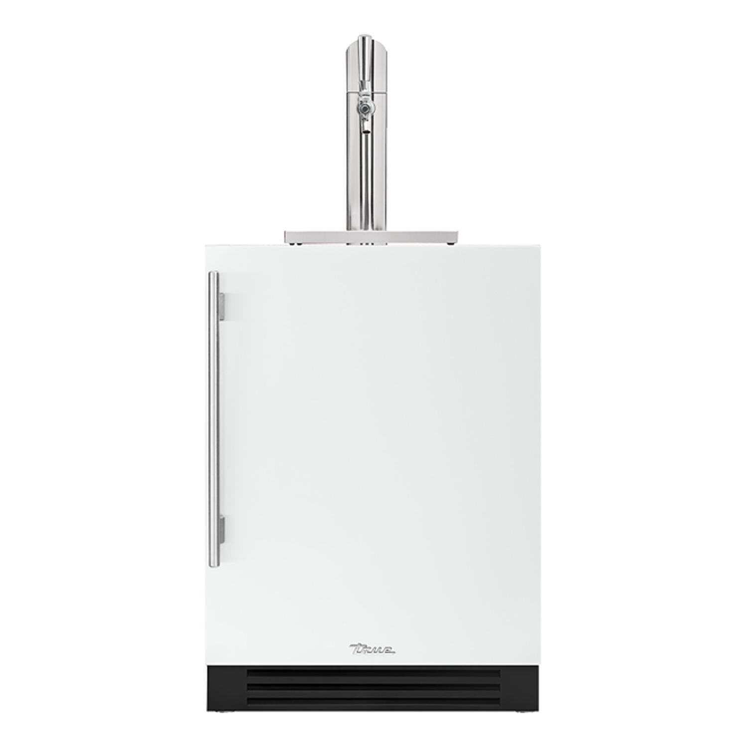 True TUR-24BD-R-OP-C~DSK-030-H04 24 Inch Right Hinge Outdoor Single Tap Beverage Dispenser - Matte White w/ Stainless Handle - White Background thumbnail