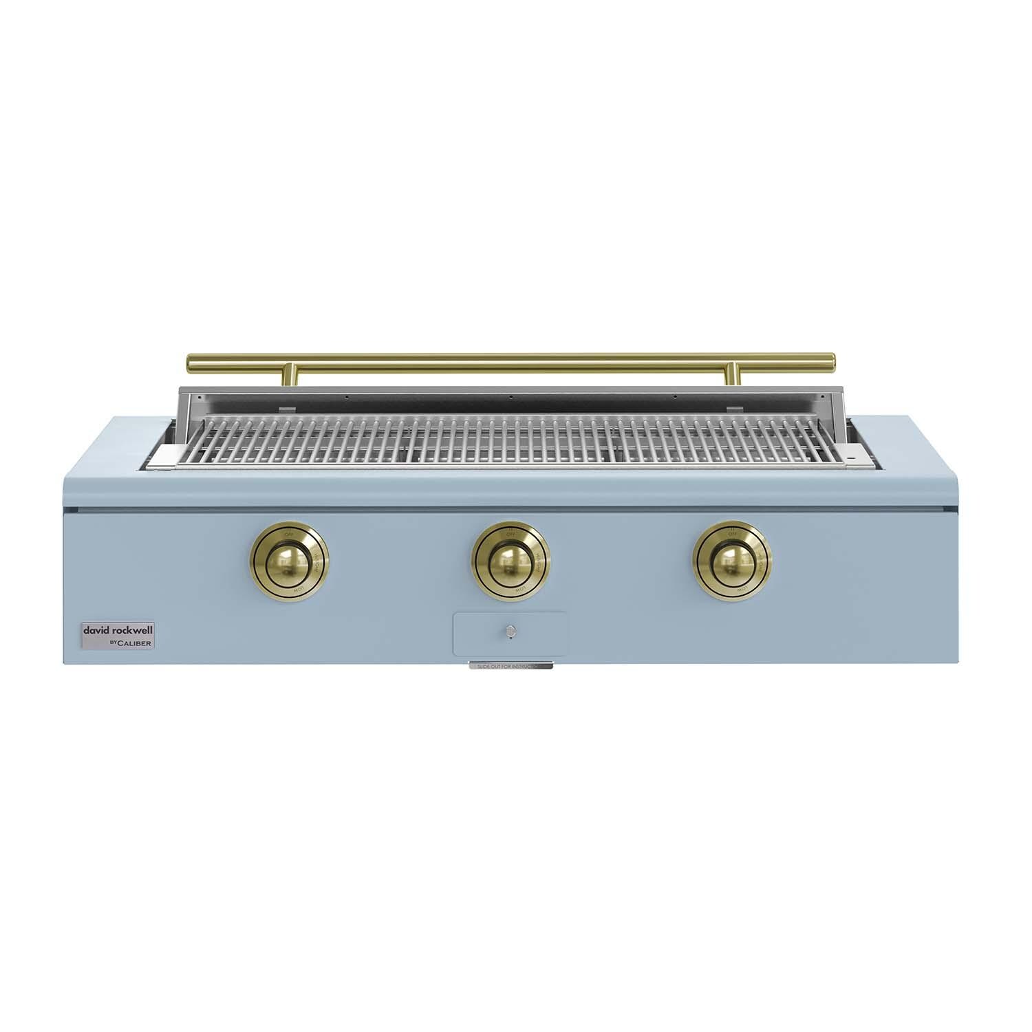 Caliber CRG-48BL00-A-152-H01 48-in Propane Built-In Rockwell Grill - Bluestone w/ Brass Hardware - White Background thumbnail
