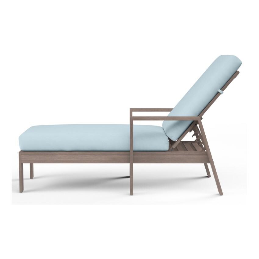 Laguna Aluminum Chaise Lounge w/ No Welt in Driftwood/Canvas Skyline by Sunset West - Side View - White Background thumbnail